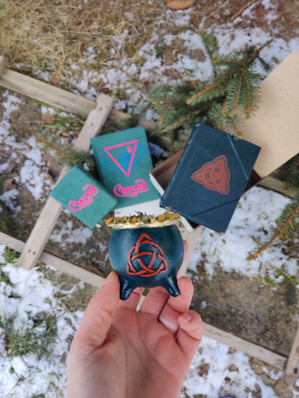 Candlestick The book of shadows BOS charm Charmed triquetra Halliwell power candle