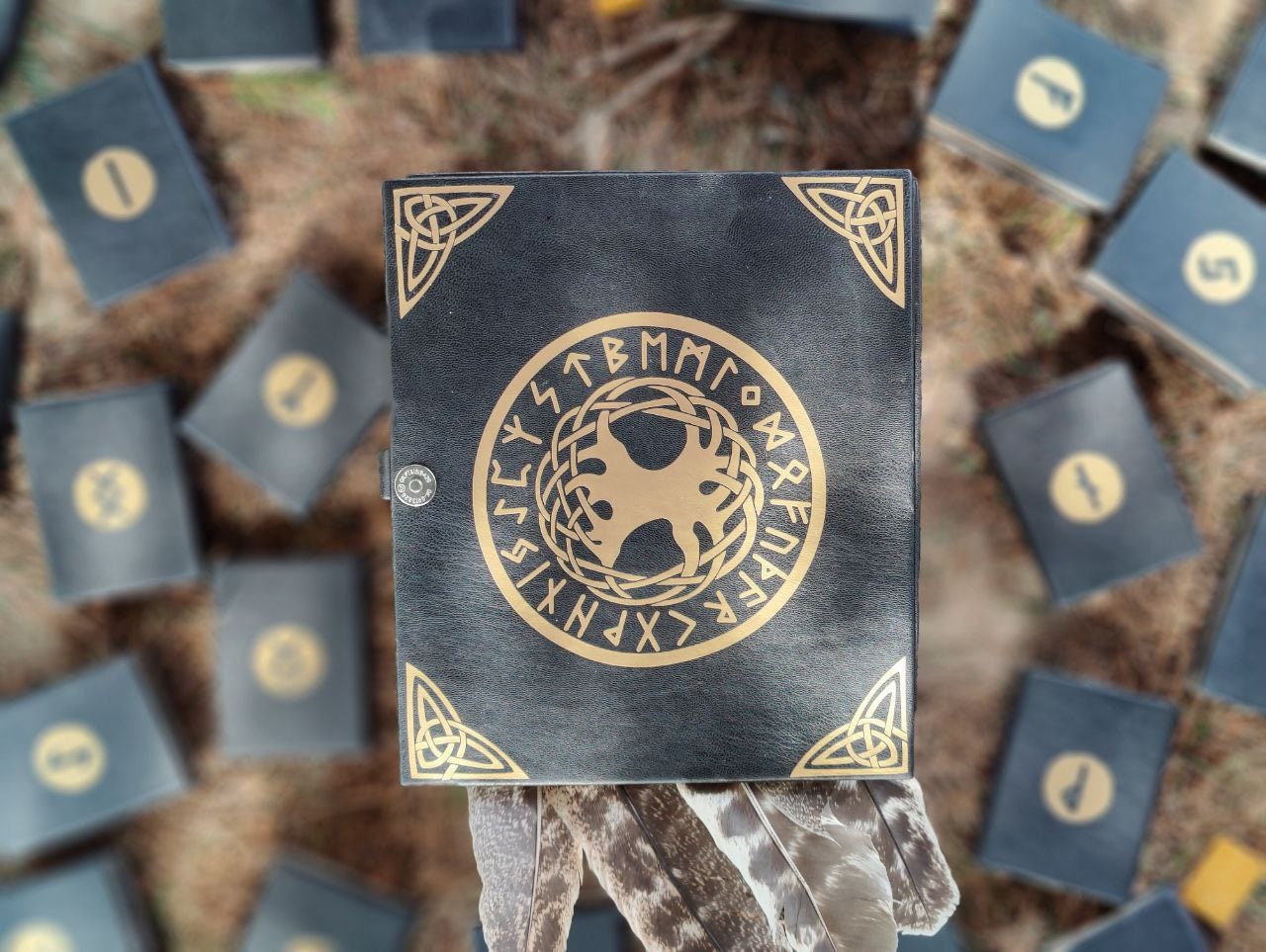 Box with runes | set of runes in box | Viking Runic handmade | Craft paper notebook | Valknut | Elder Futhark