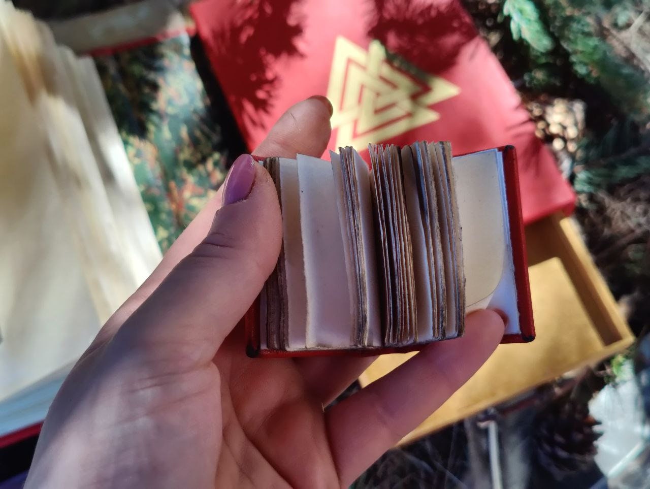 Valknut Viking Double Book with runes Red book notebook journal