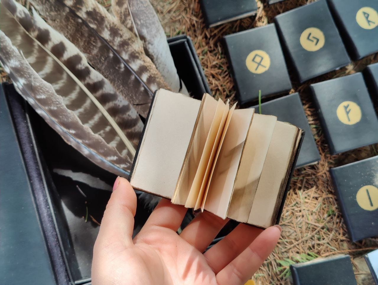 Box with runes | set of runes in box | Viking Runic handmade | Craft paper notebook | Valknut | Elder Futhark