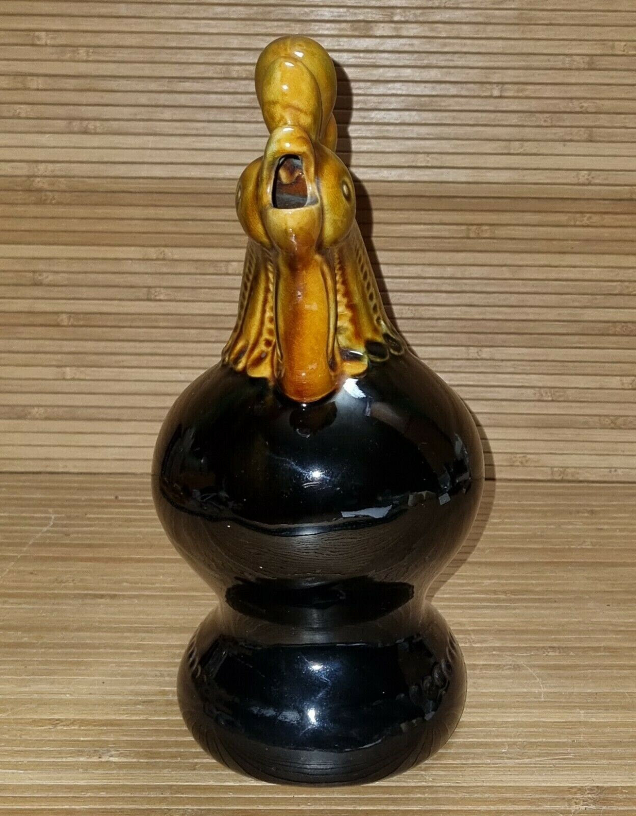 Vintage ceramic rooster decanter Vasylkyv Mayolica Ukraine Kyiv Boris Johnson and Volodymyr Zelensyy