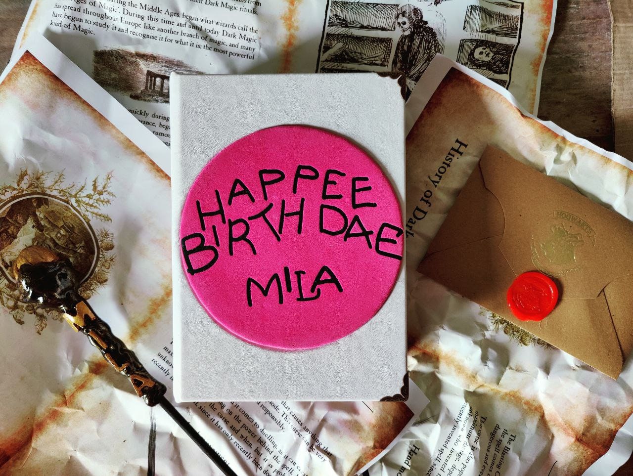 Happee birthdae cake pie Notebook Book Personalized with name
