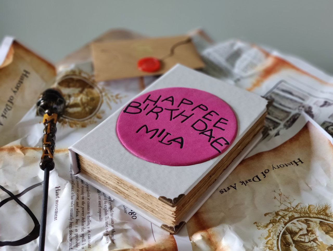 Happee birthdae cake pie Notebook Book Personalized with name