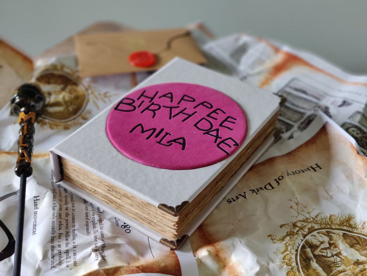 Happee birthdae cake pie Notebook Book Personalized with name