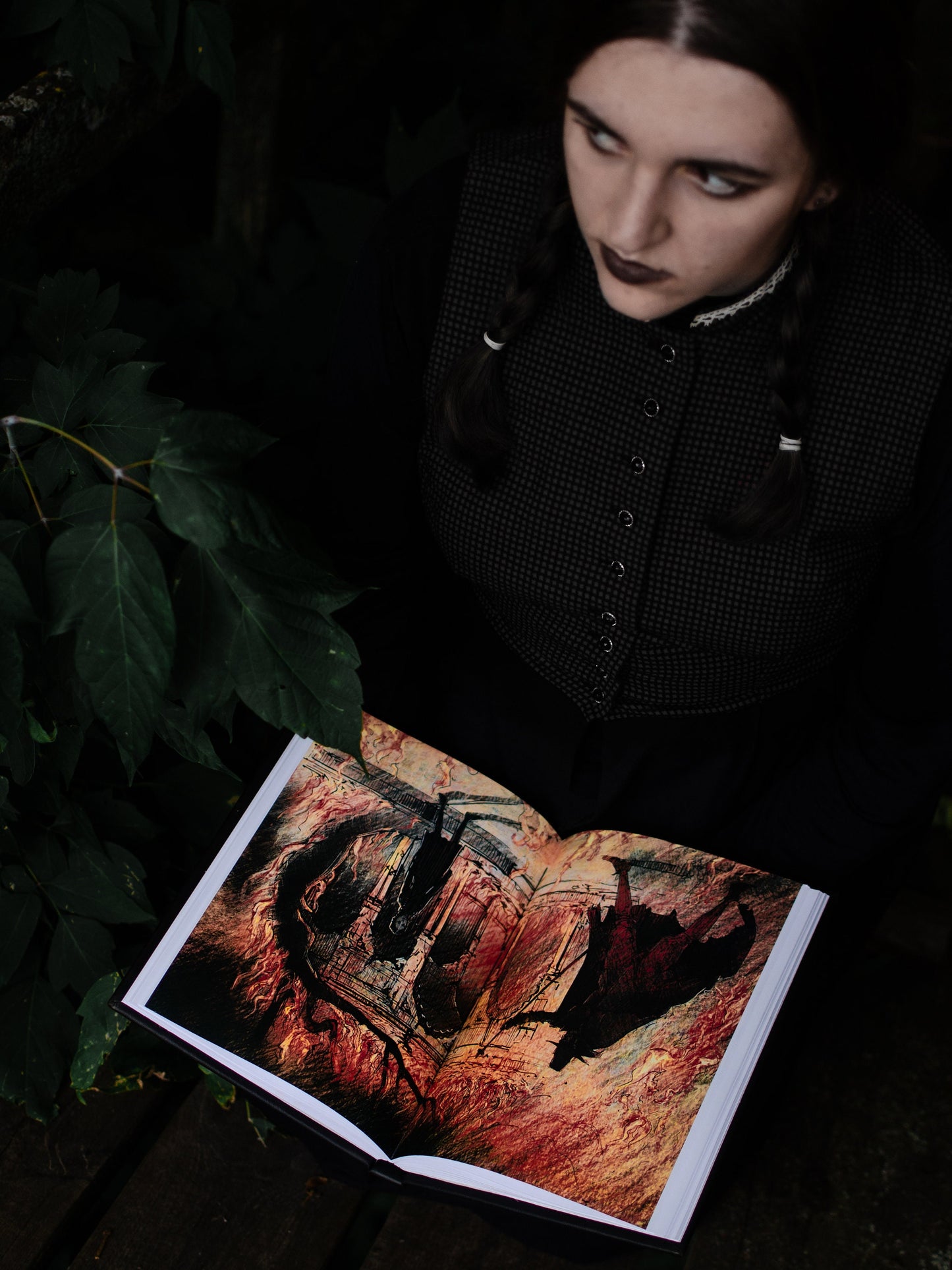 Codex Umbrarum - Book of Shadows spell book - Wednesday Design: Grimoire Journal, sketchbook 8.25 x 11 inch Handmade Journal