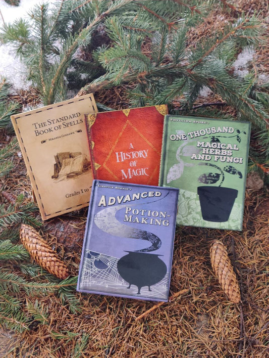 Books set FOUR Advanced Potion Making APM One thousand magical herbs and fungi History of Magic The Standard Book of Spells Library