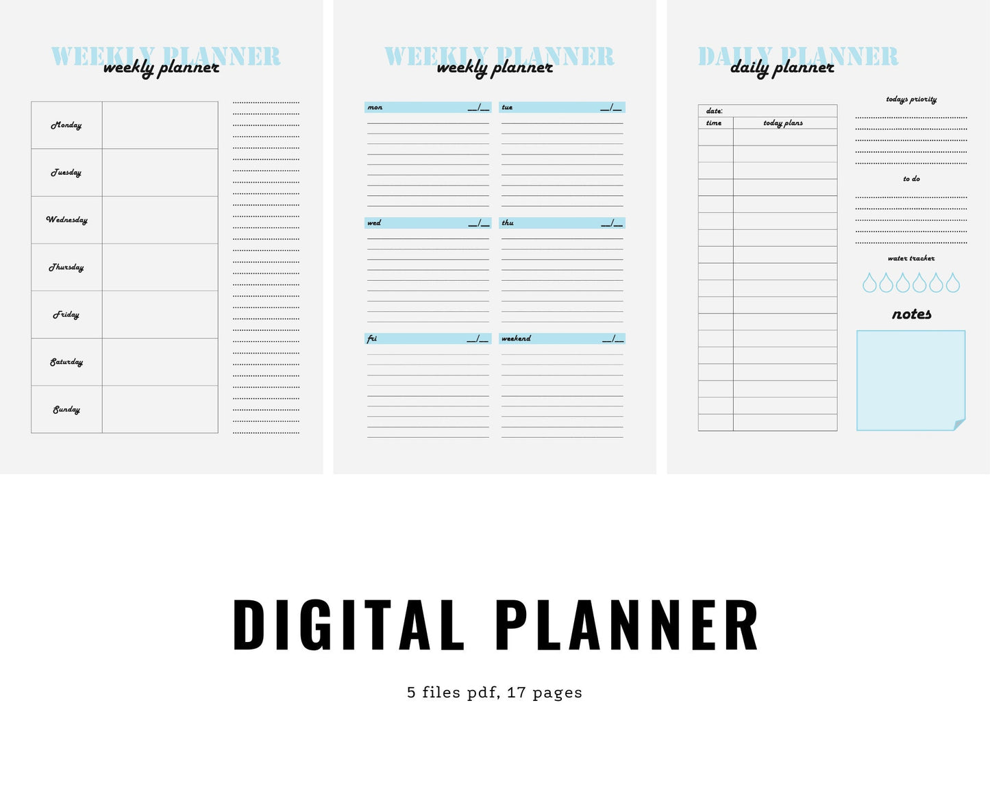 Digital Pdf Daily Planner Weekly 12 Twenty Months Sleep Tracking 17 pages 5 pdf