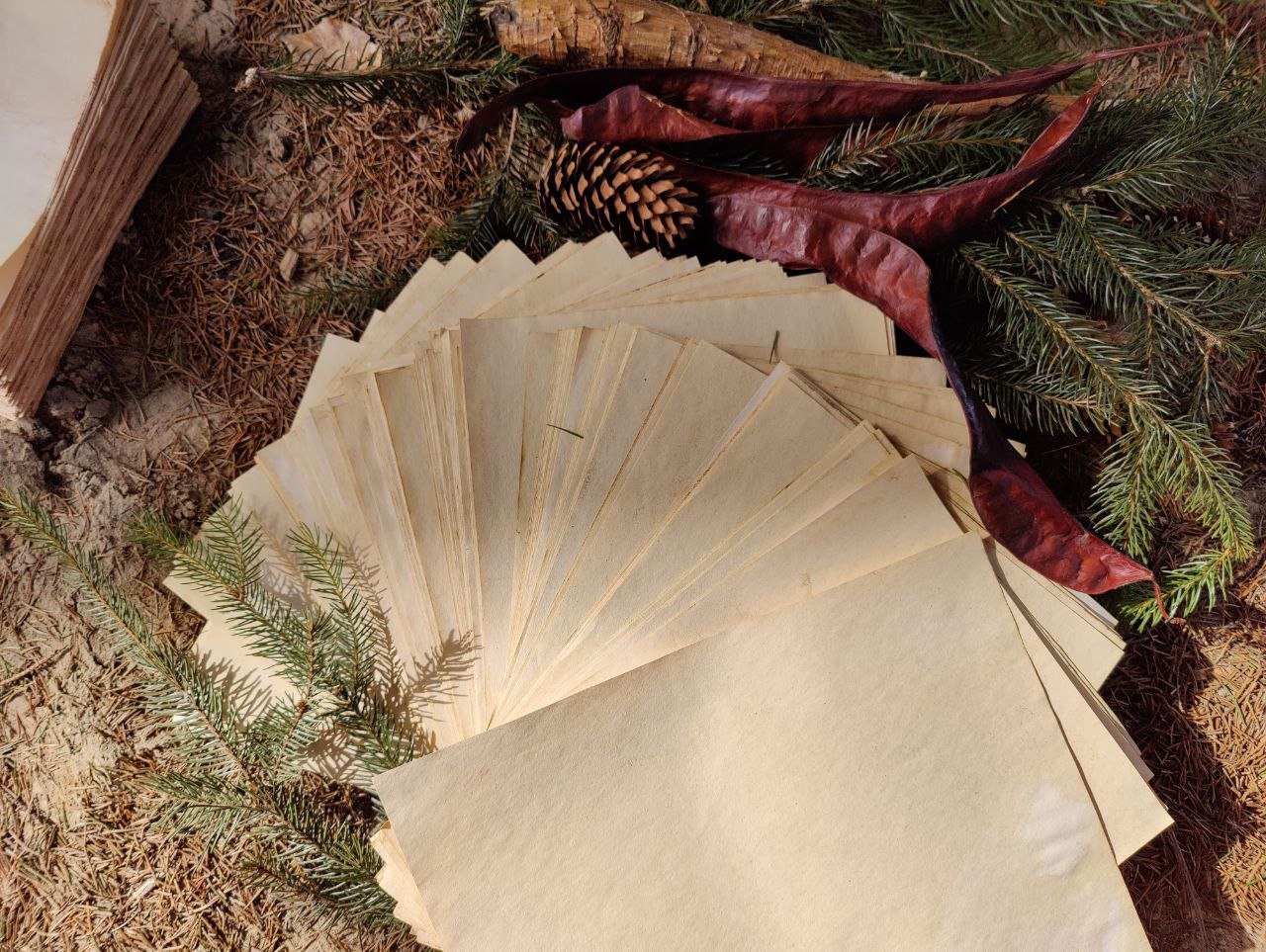 Aged Paper Parchment Bookbinding old paper Handmade paper Antiqued vintage Coffee stained scrapbook Wicca craft Spell page handmade journal
